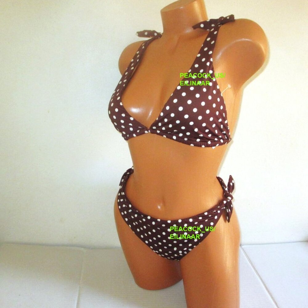 Dippin Daisys bikini set Triangle Top Cheeky Bottom Polka Sz XL fits 38C 38D